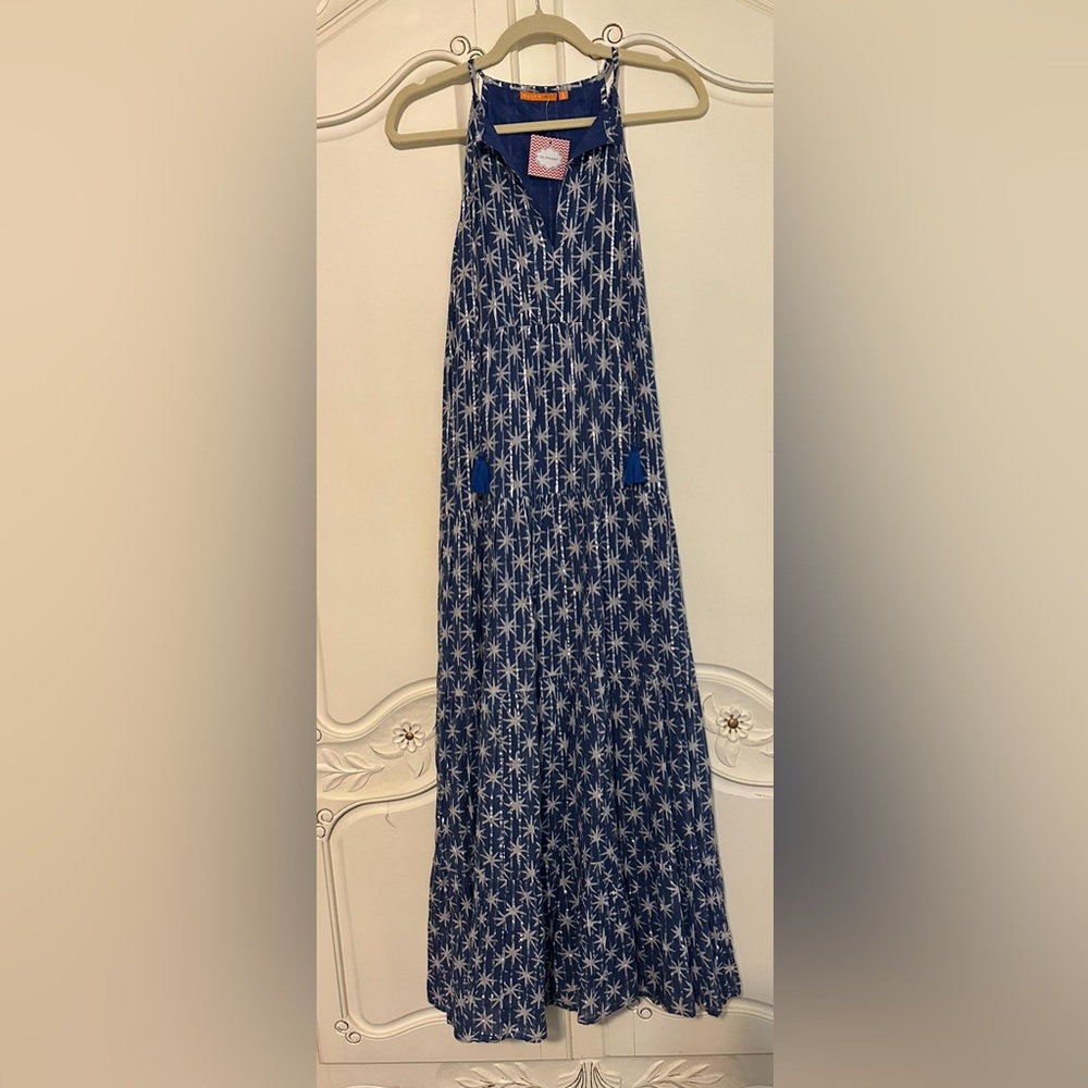 OLIPHANT Blue and Silver Maxi Dress